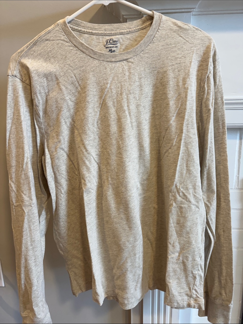 J. Crew Men's Long-Sleeve Crewneck Shirt - Heather Beige